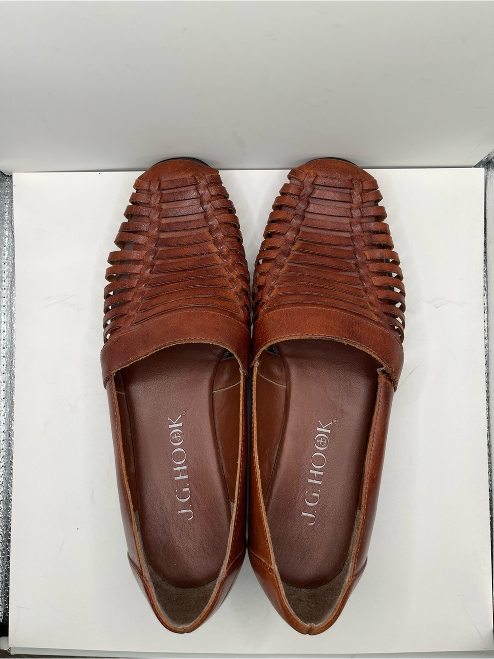 J.G. Hook Women’s Brown Woven Leather Slip-On Loafers